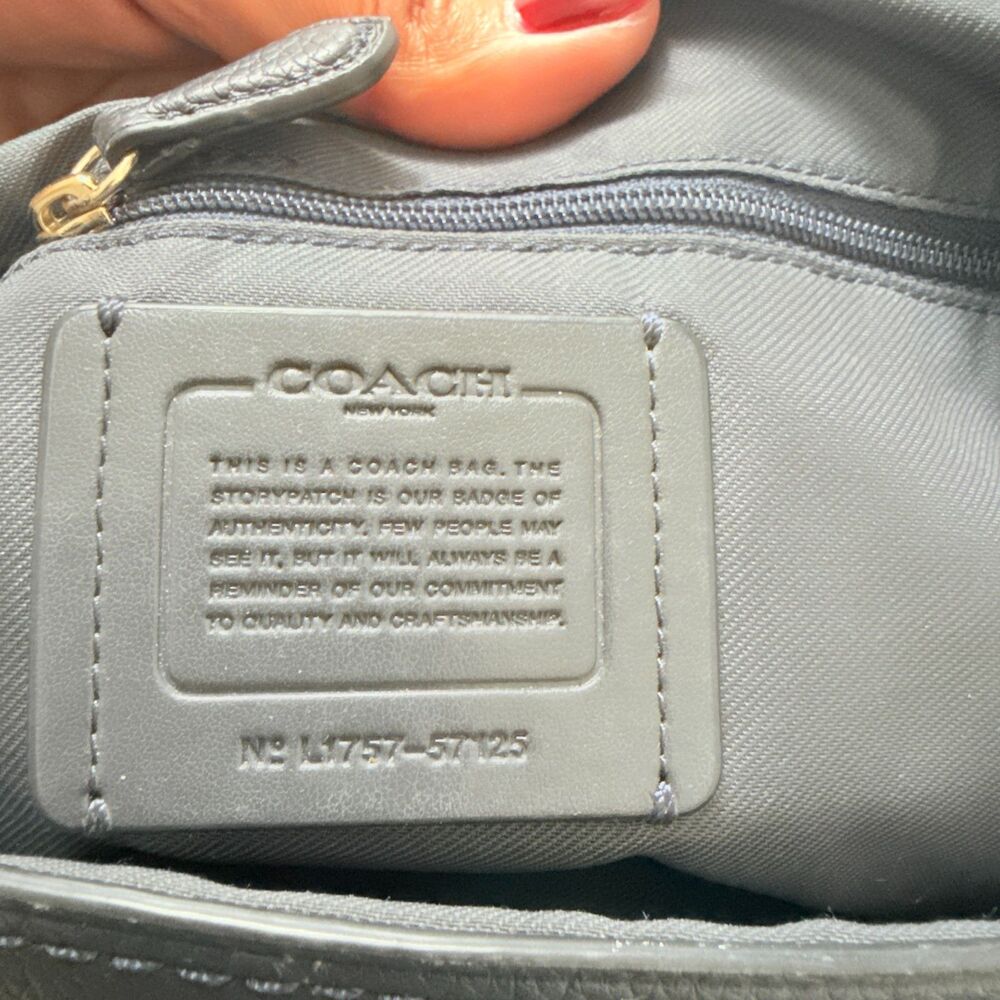 Coach Edie 31 Shoulder Bag Pebble Leather Slouchy Tote Polished Dark Blue Purse - Picture 4 of 11